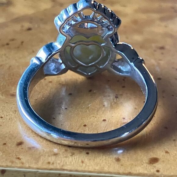 Natural Connemara Marble Sterling Silver Heart Claddagh Ring Size 8 - Picture 5 of 9